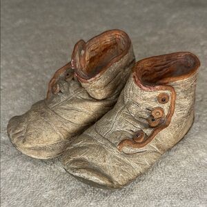 Vintage Concrete Baby Shoes Figurines Cement Infant Shoe Sculpture Decor
